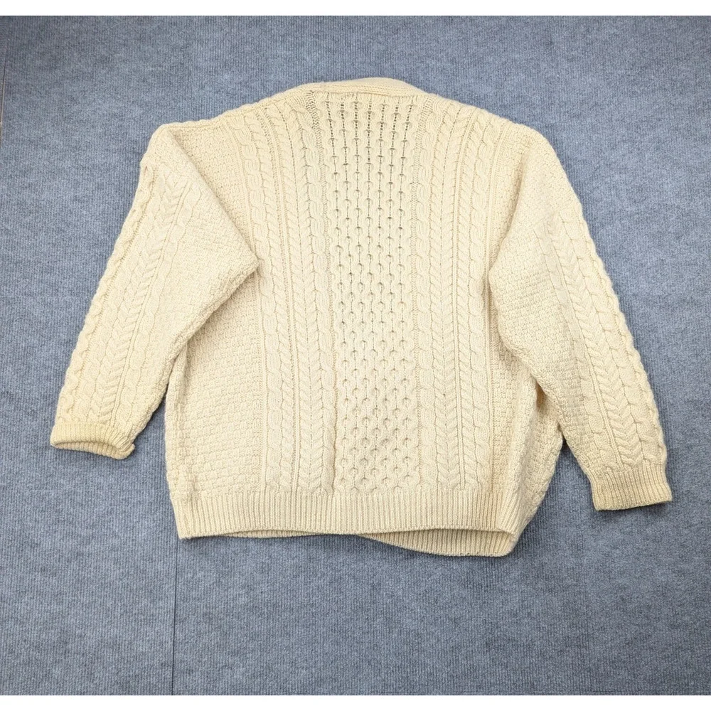 Carraig Donn Cable Knit Cardigan Womens XL Irish New Wool Rory Fisherman Vintage